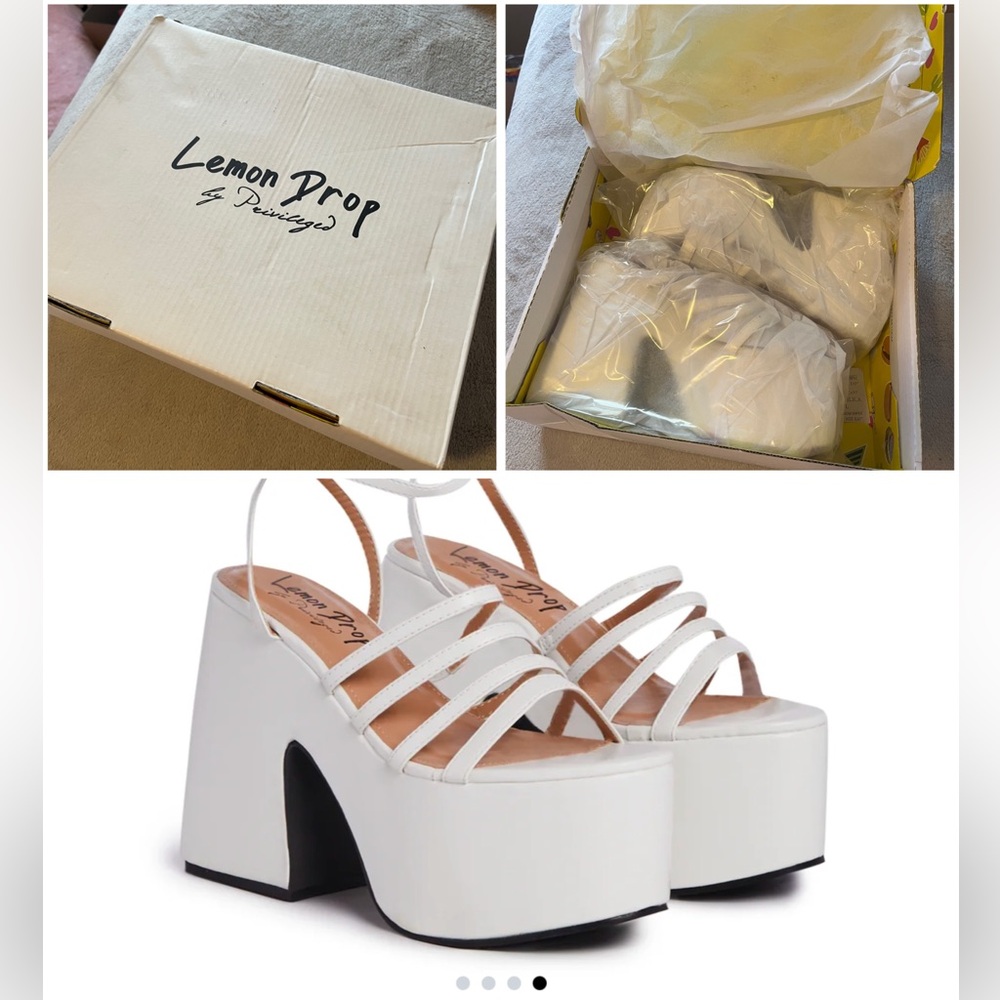 New White tornado platform heels, Size 5 1/2